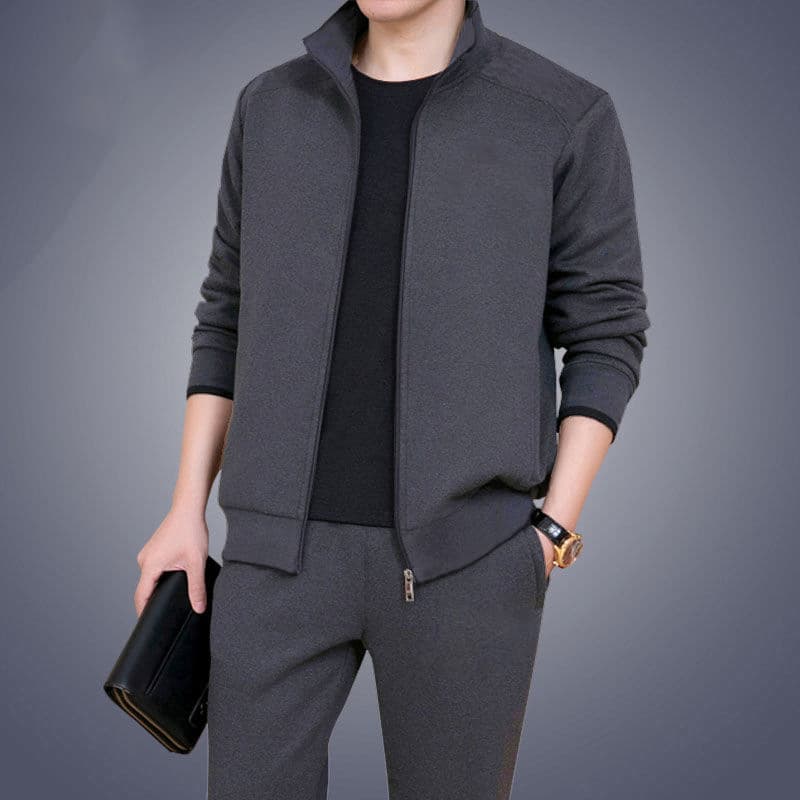 Middle-Aged and Elderly Men's Autumn/Winter Two-Piece Set Trendy Cardigan Sweatshirt Casual Sport Set Teenager Top and Pants