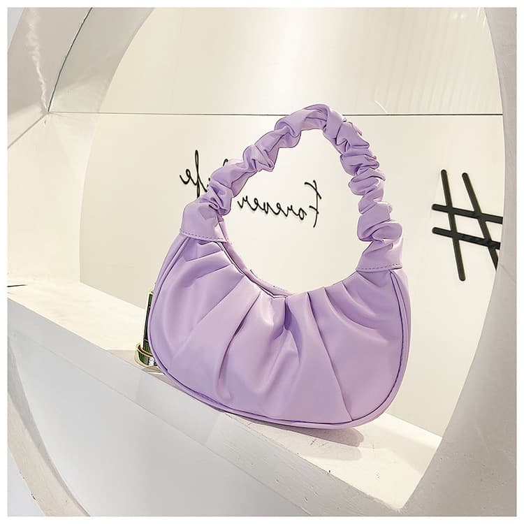 Fashionable Cloud Shape Women's Shoulder Bag 2025 Spring Season Fresh Sweet Style PU Material Dumpling Shape Soft Handbag