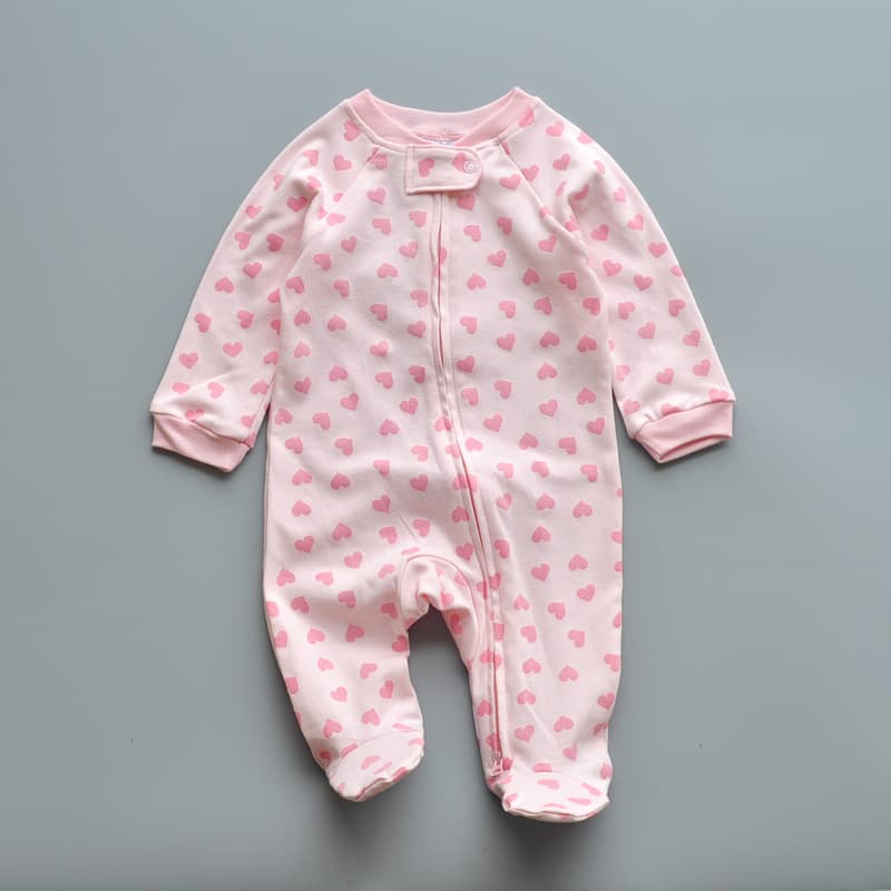 Class A Drop Shipping Baby Two-Way Zipper Romper Sleepwear Spring Autumn Long Sleeve Footed Bodysuit