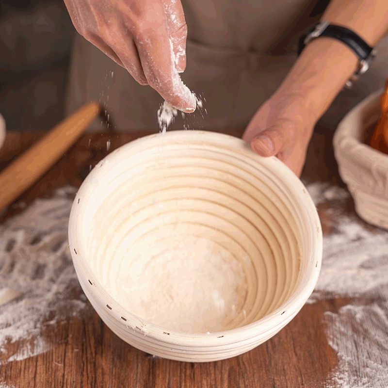 Indonesian rattan European fermentation basket baking tools rustic woven household bread genuine rattan D23X8.5cm.