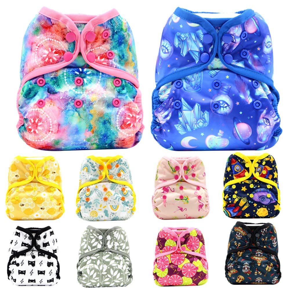 Reusable Baby Diaper Cover, Breathable Waterproof Diapers, Washable and Adjustable