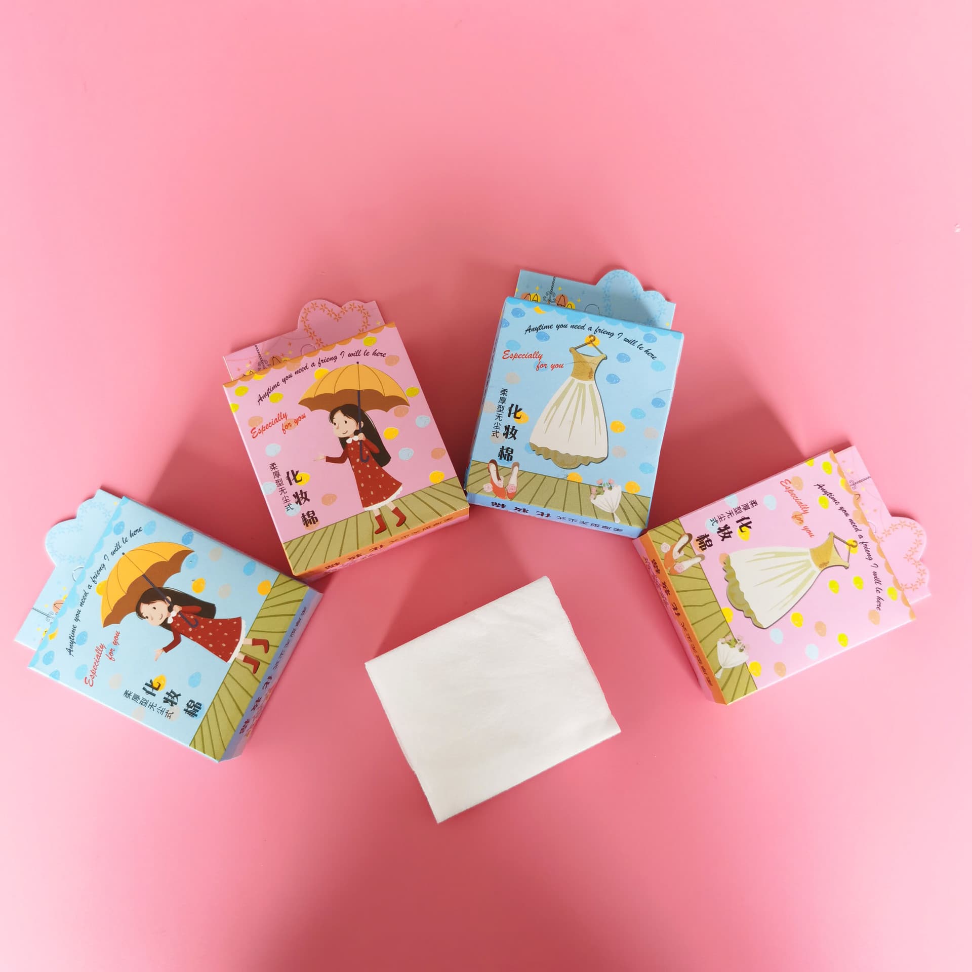 Wholesale girl series packaging travel makeup cotton, refreshing and clean little beauty makeup remover cotton 40 pieces in box