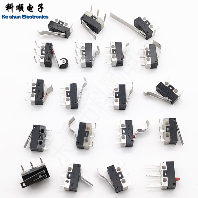 KW10 small micro switch mouse switch left bent pin right bent pin copper roller with lever micro switch