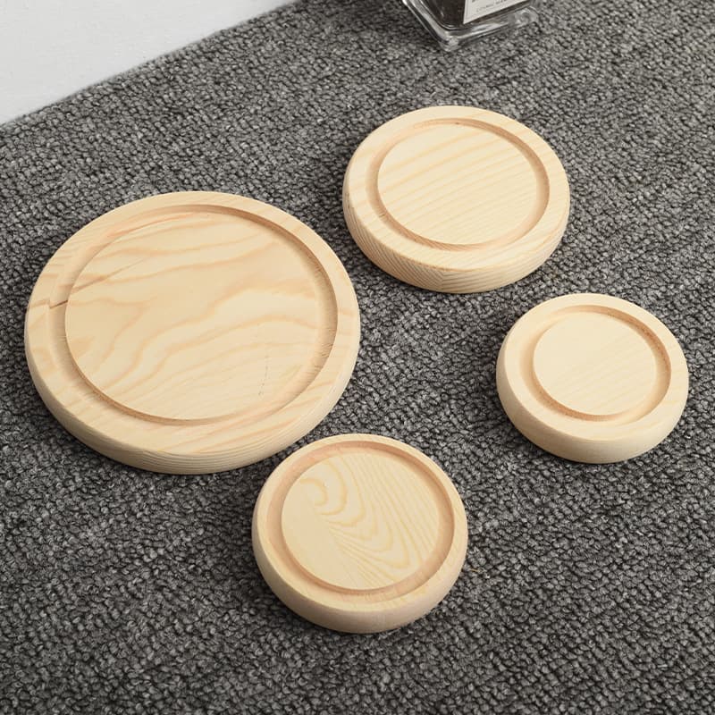 Factory Wholesale Wooden Flower Pot Base, Pine Wood Glass Dome Base, Round Base Ornament, Eternal Flower Base