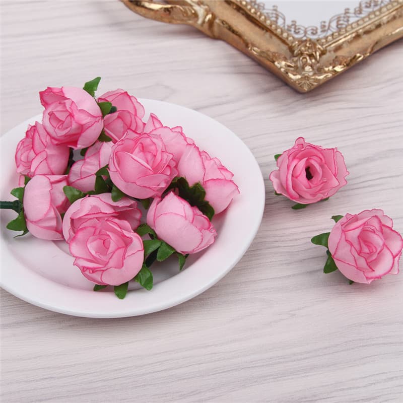 Artificial Rose Buds Wholesale Silk Fabric Flowers Wedding Decor Small Flower Heads Cross-border Hot-selling Small Rose Flowers Silk Flowers