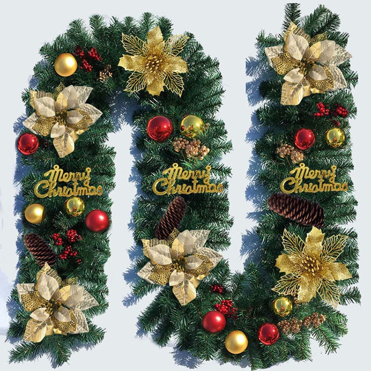 Christmas Decoration Vine 2.7m Dense Luxury Hanging Wreath Set Christmas Ornaments