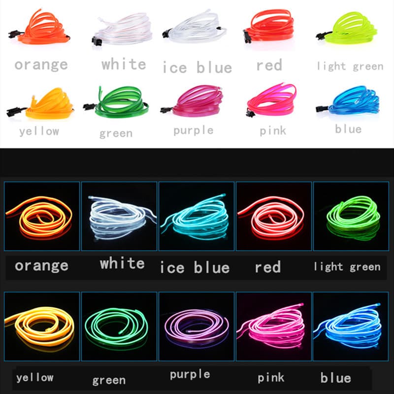 New Car LED Cold Light Strip Edge EL Atmosphere Lamp Interior Clip-on Glowing Line 5m Vehicle Supplies Other Car Lights