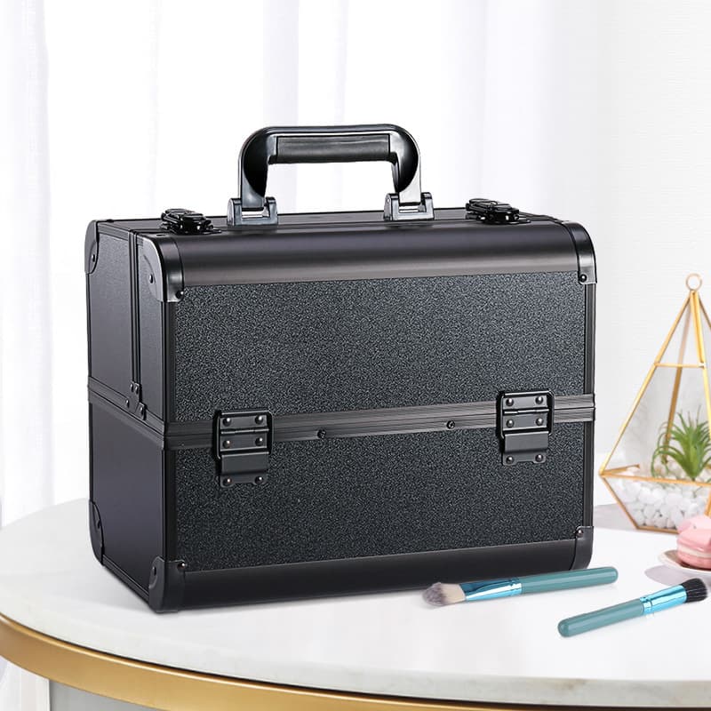 Large Capacity Aluminum Alloy Makeup Box Portable Multi-layer Cosmetic Storage Box Lock Nail Art Tool Carry-on Case