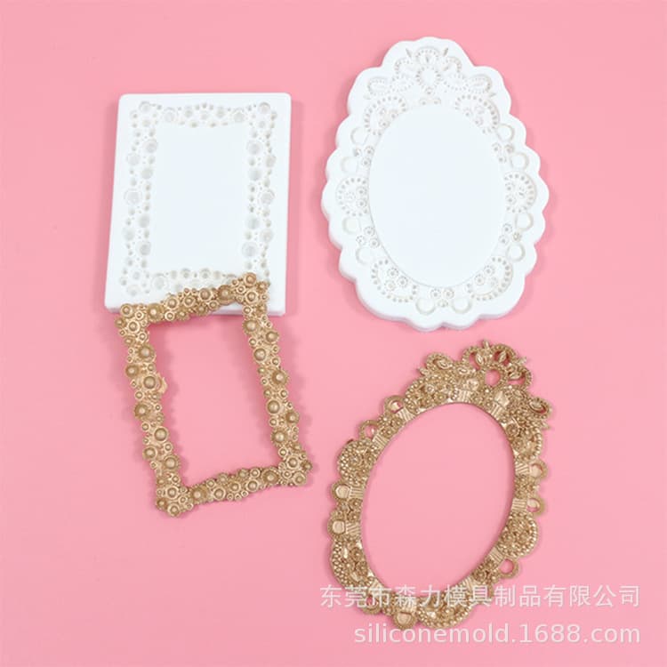 European pattern frame two-piece set Baroque style fondant cake decoration baking mold chocolate silicone mold