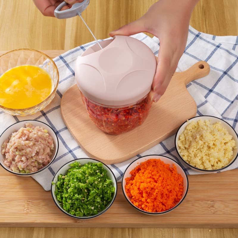 Household Multifunctional Vegetable Cutter, Food Processor, Meat Grinder, Manual Garlic Press, Garlic Crusher, Garlic and Ginger Mincer
