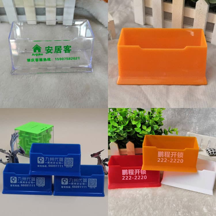 Transparent Business Card Box with Custom Logo, Text, QR Code Office Plastic Holder for Business Wholesale