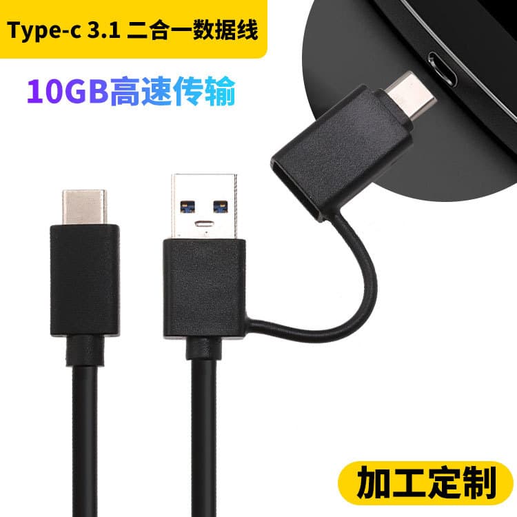 10GB High-Speed USB 3.0 AM to TYPE-C 3.1 + USB 3.0 Female Adapter Cable (A-C + C) Available Now (5GB)