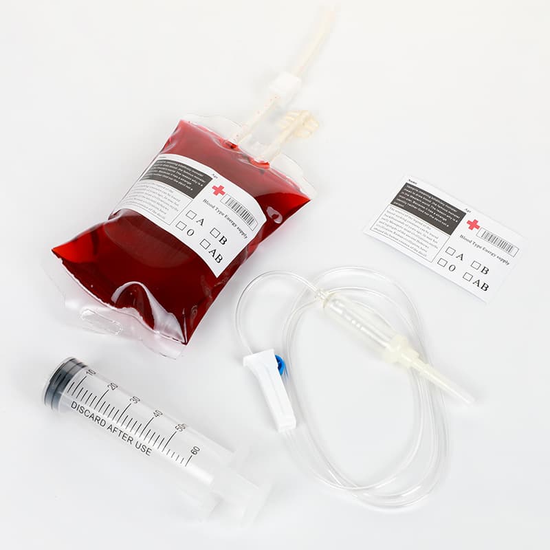 Wholesale Creative Blood Bag with Double Tubes for Juice and Energy Drinks, Plasma Bag Plastic Energy Pack, Portable Liquid Medicine Packaging
