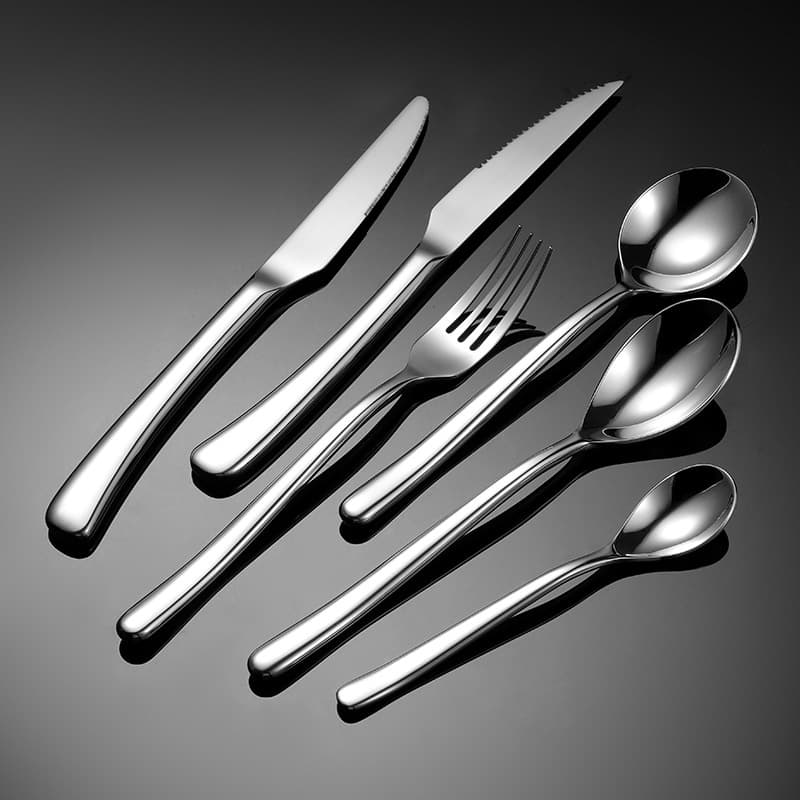 Heavyweight 304 Stainless Steel Dinnerware Set Modern Minimalist Moonlight Knife Fork Spoon Dessert Spoon Gift Set Elegant Mirror Polish