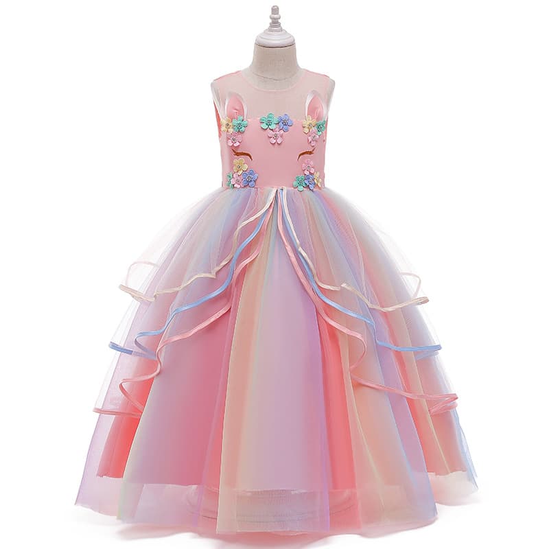 2021 New Girls Princess Dress Unicorn Tutu Dress Amazon Children's Gown Factory Wholesale