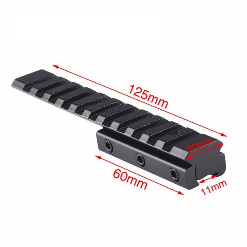 11 to 20mm Riser Rail 125mm Rail Mount Riser Rail Aluminum Alloy Scope Base