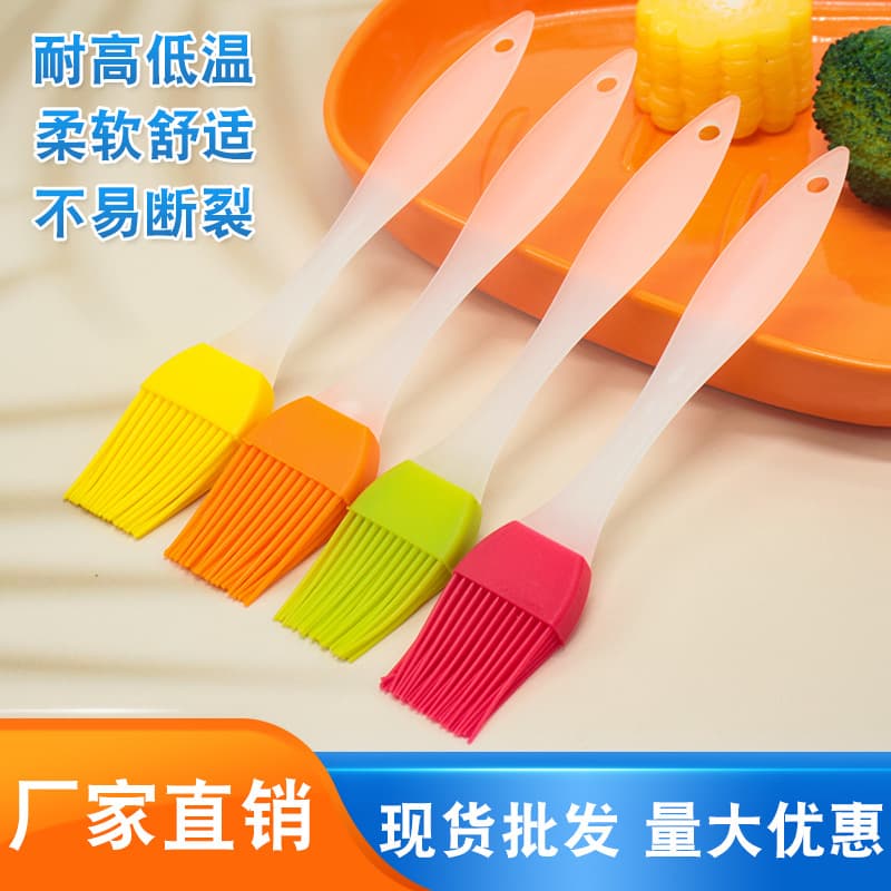 Plastic Box Source Colored Silicone Brush with Transparent Handle, BBQ Brush, Multifunctional Silicone Oil Brush, Kitchen Oil Brush