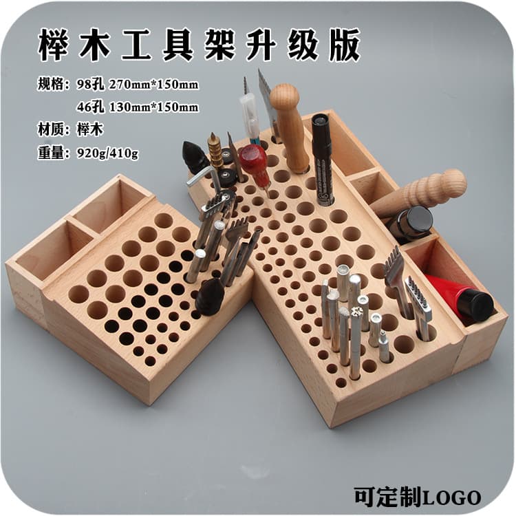 Leathercraft Tools 46/98 Holes Groove Jujube Wood Tool Rack Leather Carving Chisel Cut Storage Organizer