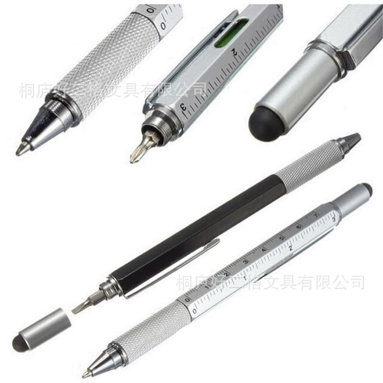 Multi-Functional Round Pen Screwdriver Capacitor Pencil Leveling Tool Twistable Round Ballpoint Pen Gold Plated Steel Tip