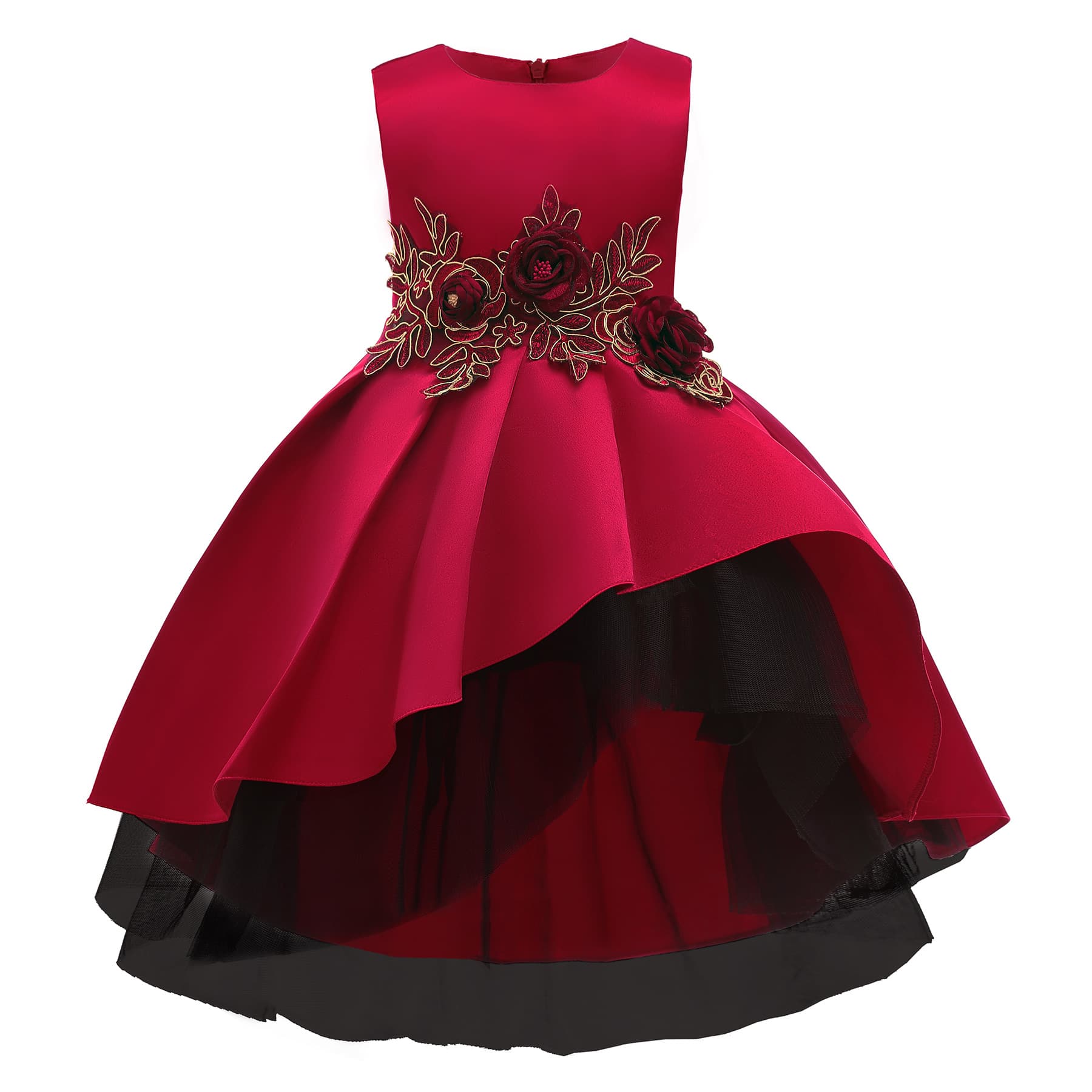 Children's Dress Cross-Border Europe and America New Autumn and Winter Evening Gown Embroidered Princess Dress Girl Piano Performance Flower Girl Dress