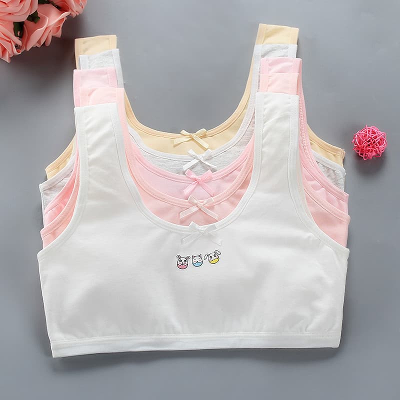 New Girls' Bra Vest Double-Layer Cotton Padded Camisole for Middle and Older Children Girls' Tank Top Underwear
