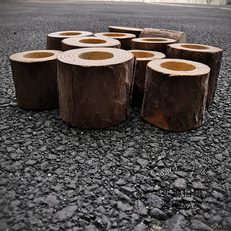 Natural Wood Candle Holder Wedding Rustic Creative Wooden Candle Cup Finished Decoration