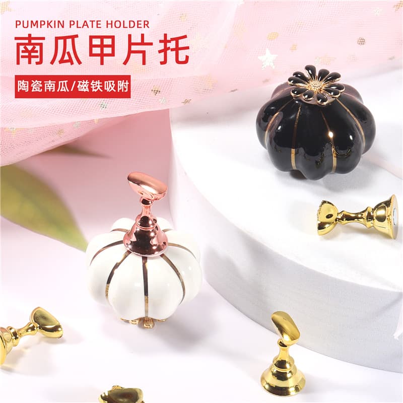 New Nail Art Tools Ceramic Pumpkin Nail Pieces Holing Japanese Nail Art Practice Nail Pieces Holing Nail Work Display Stand