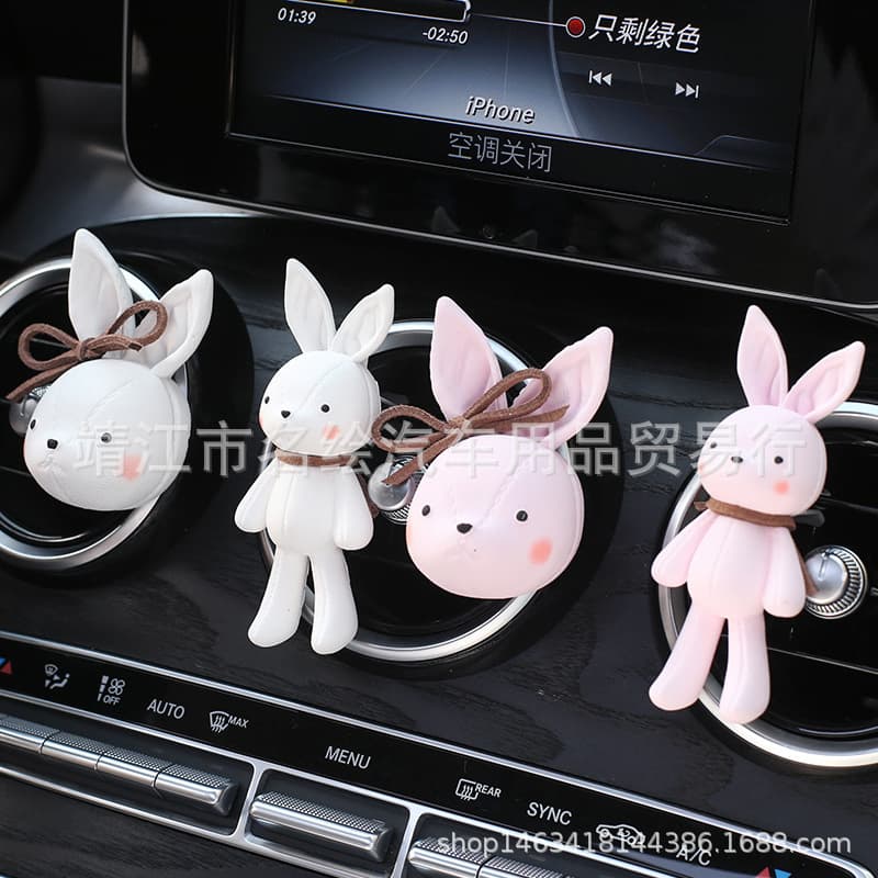 Car Air Freshener Vent Clip Diffuser Stone Decoration Cute Rabbit Ornament Interior Fragrance for Car