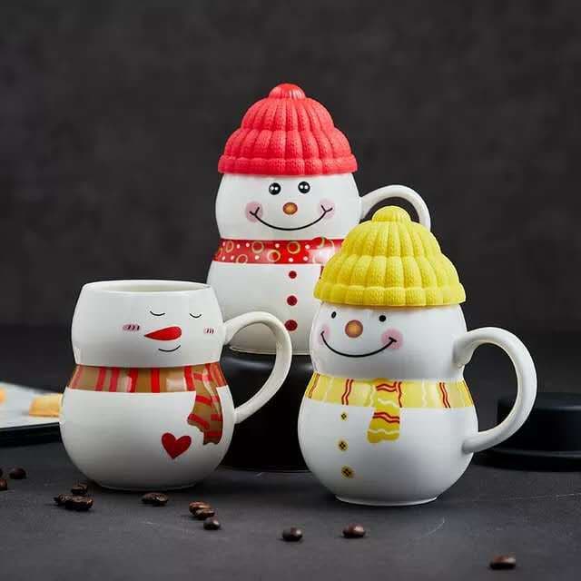 Ceramic Mug Creative Cartoon Water Cup with Lid Home Coffee Cup Cute Christmas Limited Edition