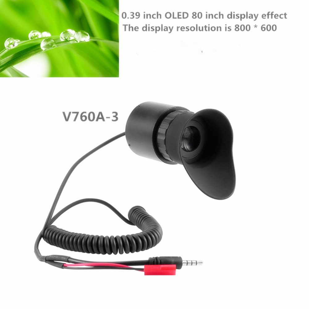 80-inch Portable Head-Mounted Display with 0.39-inch OLED Screen, 12x Eyepiece, and Diopter Adjustment Support