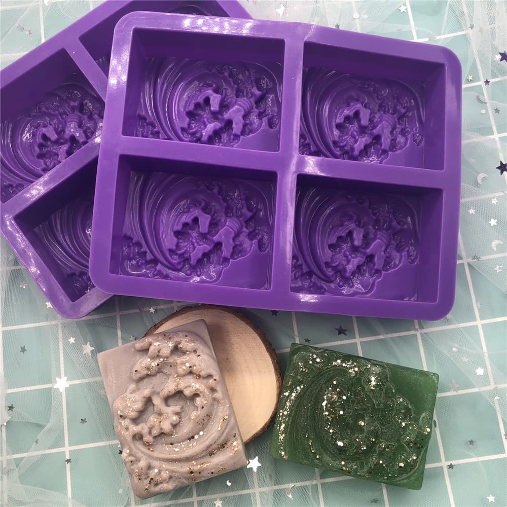 New Cross-Border Silicone Wave Soap Mold DIY Rectangular Pattern Handmade Soap Factory Direct