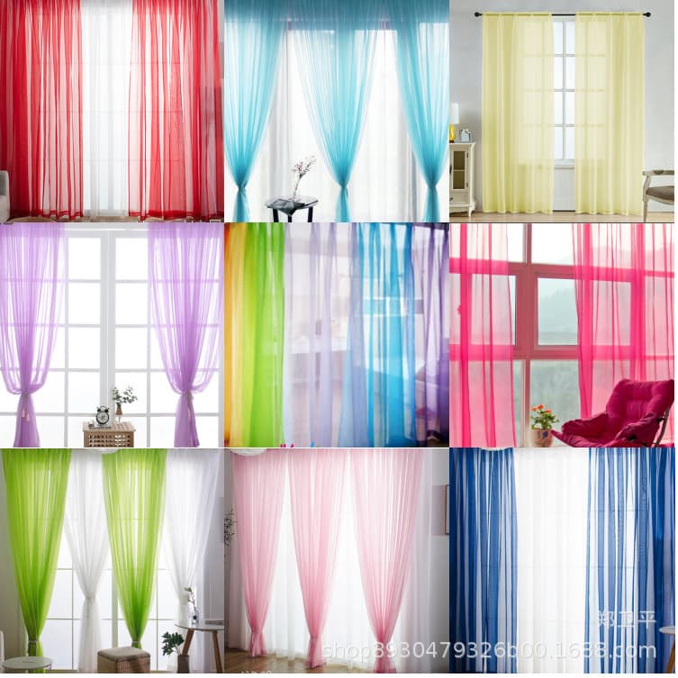 Factory Direct Wedding Solid Color Glass Screen Transparent Gauze Curtain Finished Curtain Wholesale Cross-border AliExpress Hot Sale