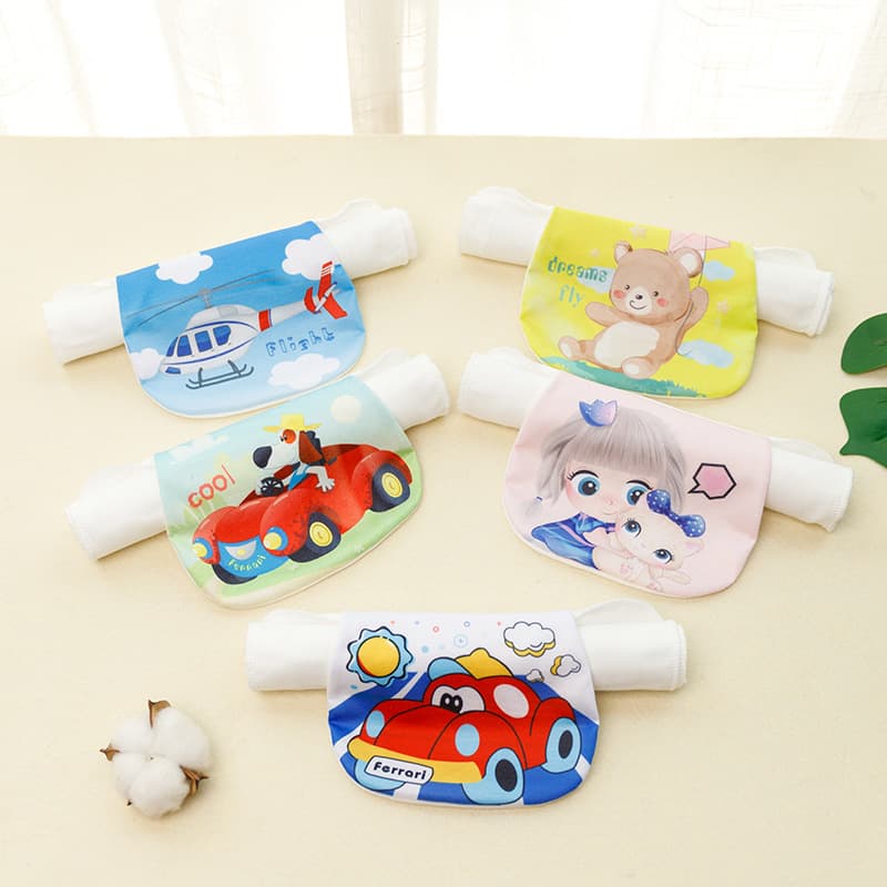 Sweat-absorbing towel pure cotton children's sweat barrier towel, new cartoon baby back-padding towel, kindergarten large sweat towel logo printing