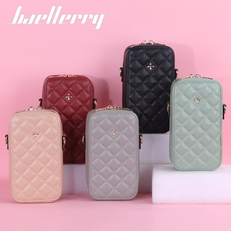 baellerry mobile phone bag for women Korean style plaid large capacity chain cross-body women's bag fashionable vertical zipper wallet