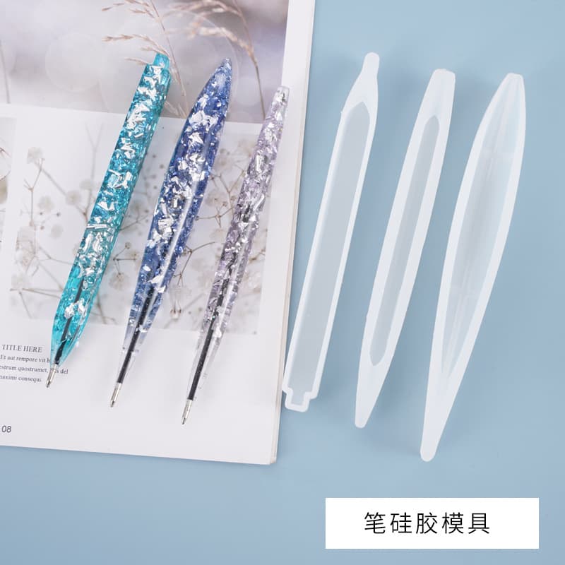 Zongbo DIY Crystal Epoxy Resin Mold Pen Refill Ballpoint Pen Silicone Mold Stationery Office Silicone Mold