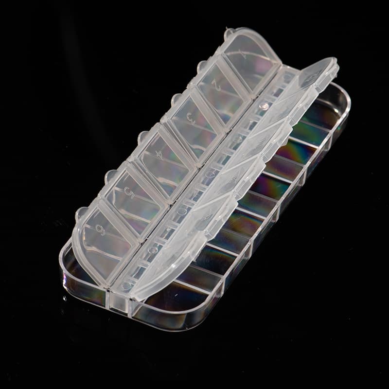 Nail Art 12-Grid Long Strip Ornament Box Nail Art Dried Flowers Sequins Storage Box 12-Grid Double Row Individual Opening Long Strip Transparent Box
