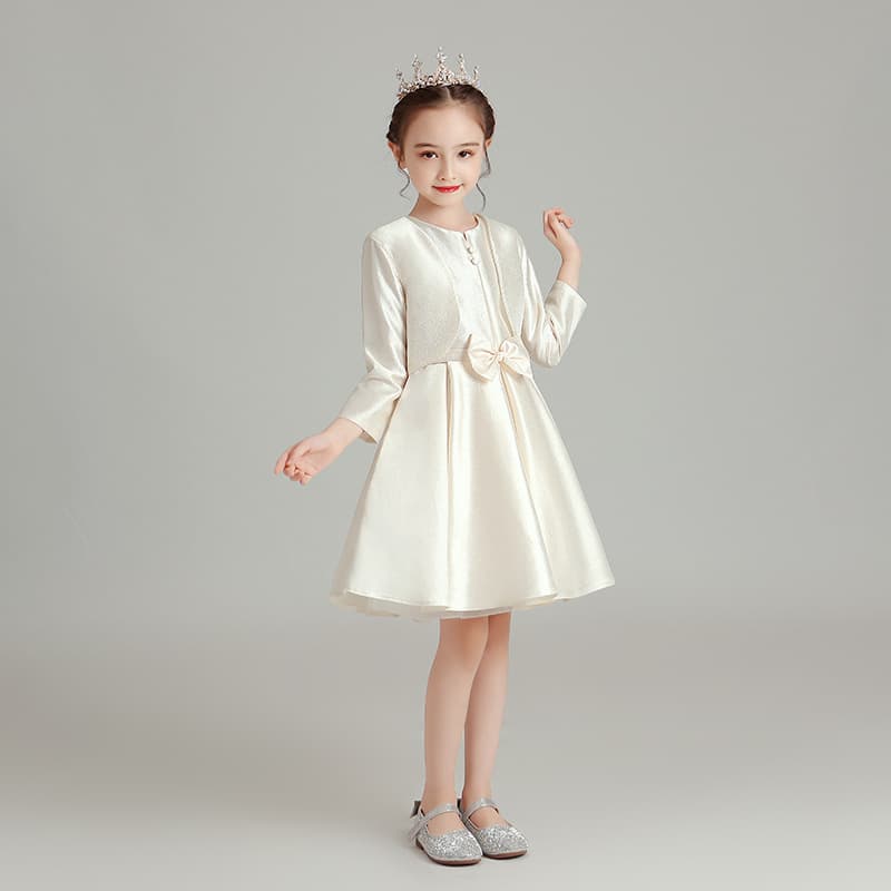 Girls' Elegant Birthday Princess Dress, Children's Host Flower Girl Wedding Dress, Little Girl Performance Costume, High-End Autumn Winter