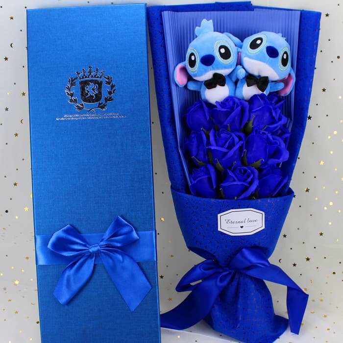 Stitch plus rose bouquet, cartoon bouquet, perfect as a graduation gift for Qixi Festival (Chinese Valentine's Day).