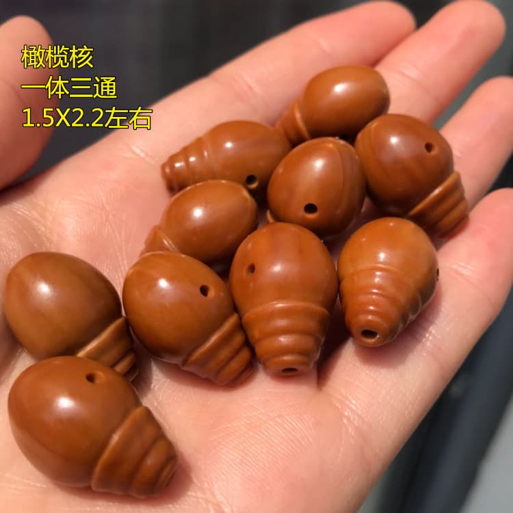 Hexiangyuan olive pit carving, integrated three-way olive pit, three-way accessory, pagoda, Buddha head, bracelet, long string accessories