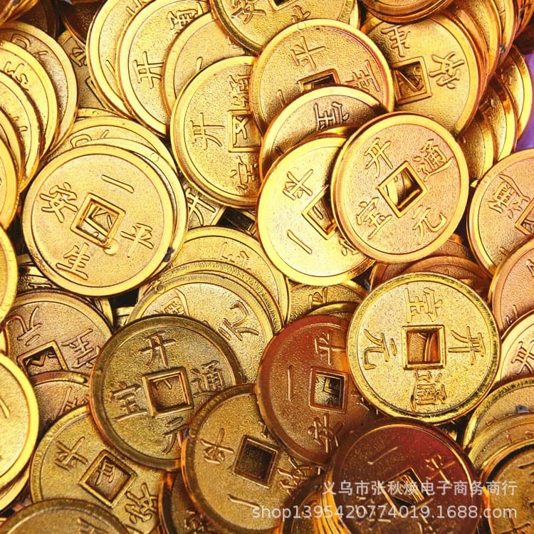 Gold-Plated Plastic Small Coin Accessories: Five Blessings Arrive Coin Decor, Gold Coins for Indoor Plants, Festive Spring Festival Supplies