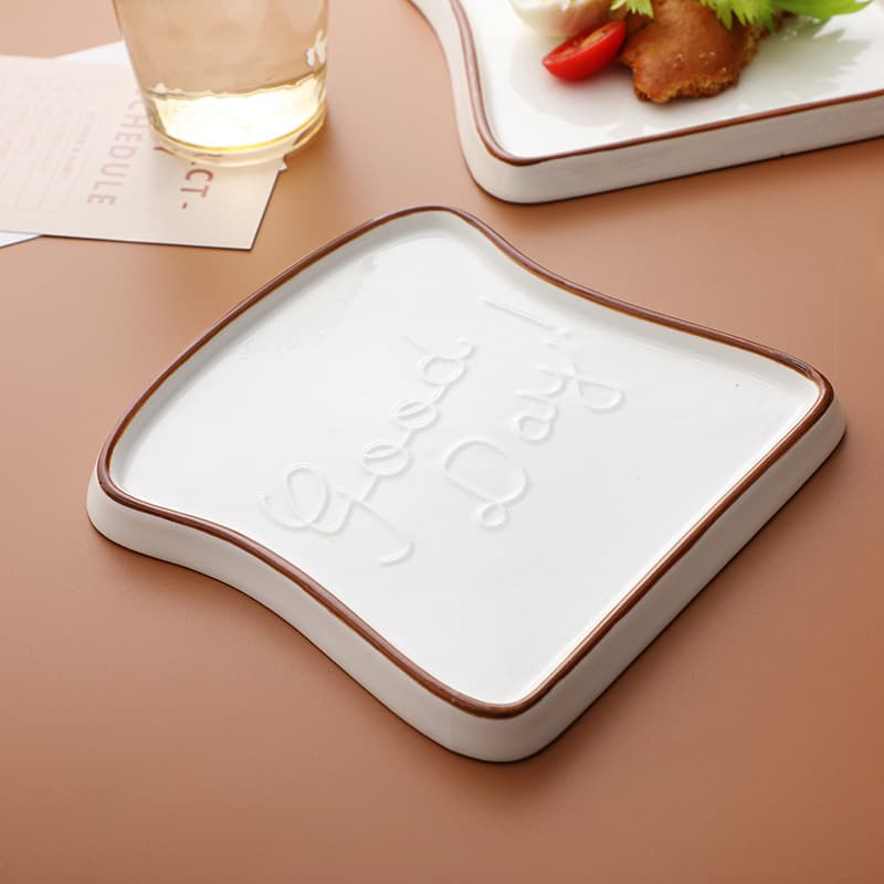 European-style simple ceramic bread plate, creative toast plate, unique home dessert cake plate, breakfast plate