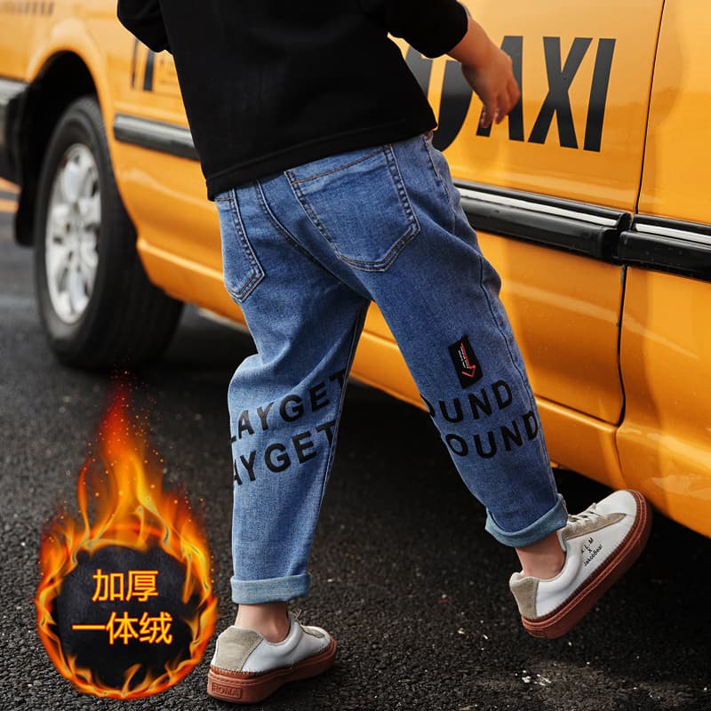 Boys' jeans, spring and autumn baby trousers, fashionable children's 2023 new Korean style casual autumn trousers for trendy children