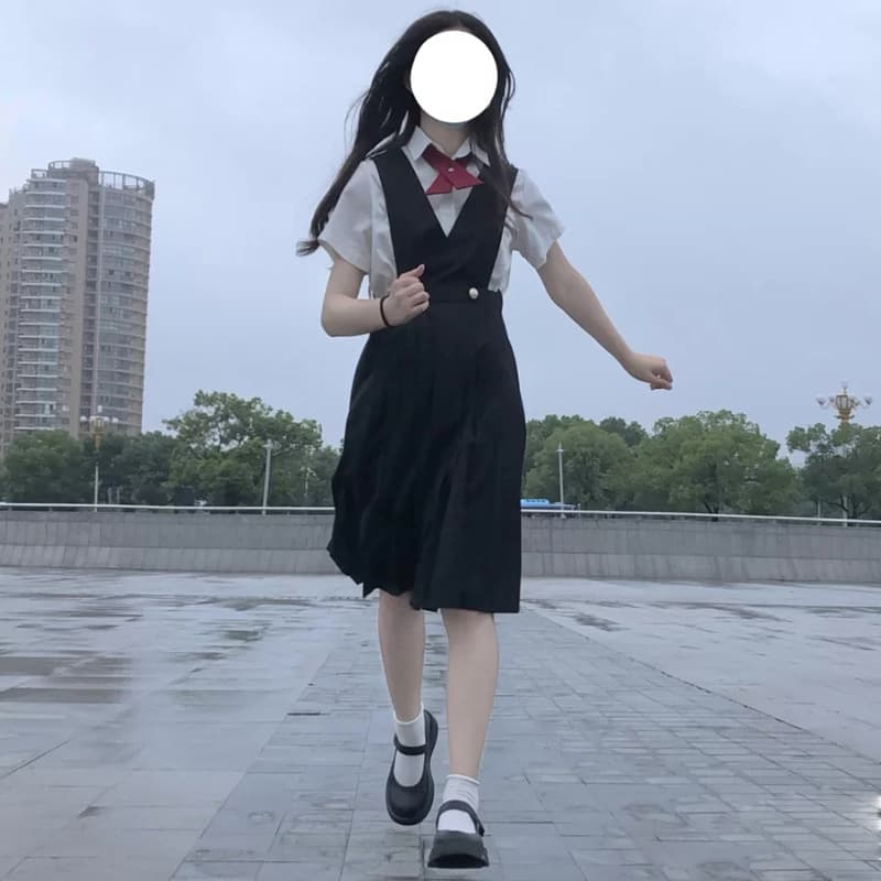 Japanese Basic JK Milk Skirt Orthodox Student Set Pleated Skirt Women's Bodice Suspenders Skirt Spring Autumn Class Suit
