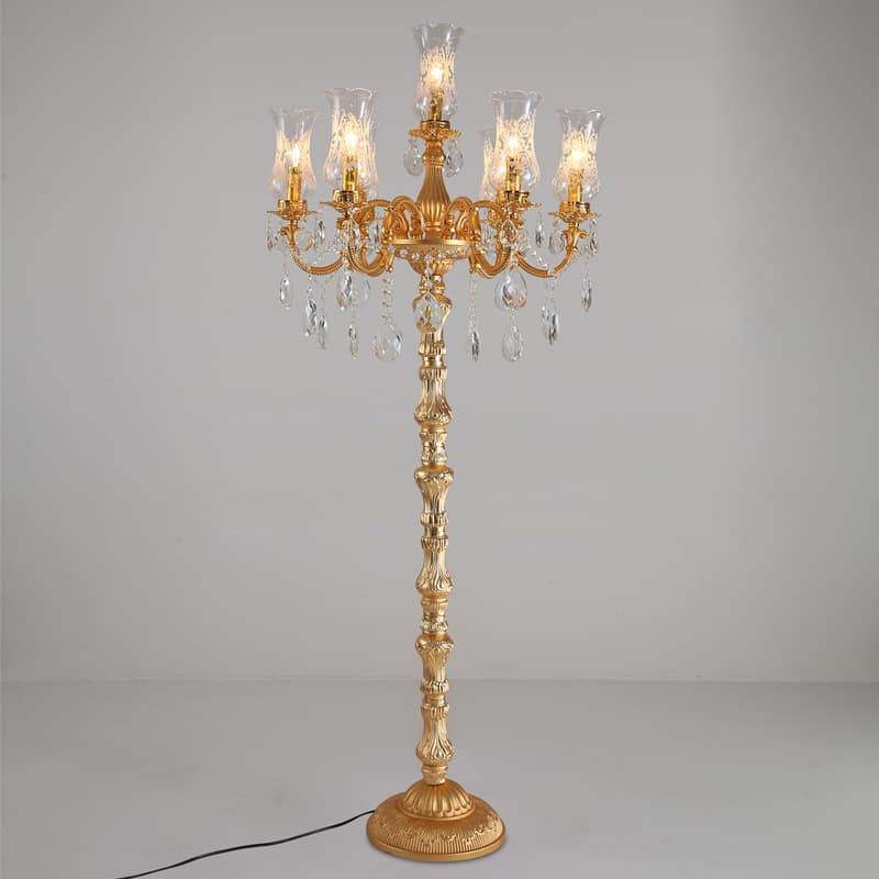 European-style Zinc Alloy Crystal Floor Lamp, Golden Atmosphere, Villa Hall Floor Lamp, Hotel Aisle Bedroom Decorative Lamp