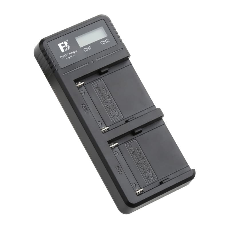 Fengbiao NP-F970 Battery Charger with QC Fast Charge for F550, F750, FM50, F990, F980, F770 Dual Charging