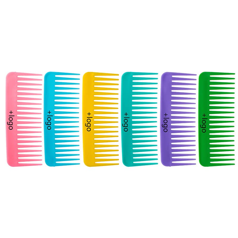 Hot Amazon Rectangular Wide-Tooth Plastic Flat Comb for Hair Styling, Massage, and Smoothing with Logo
