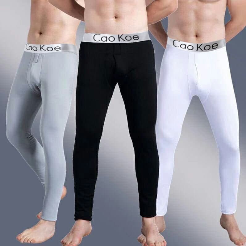 Independent packaging high-end German fleece men's thermal pants, fleece-lined base pants, slim-fit plus size autumn/winter heating long johns for men.