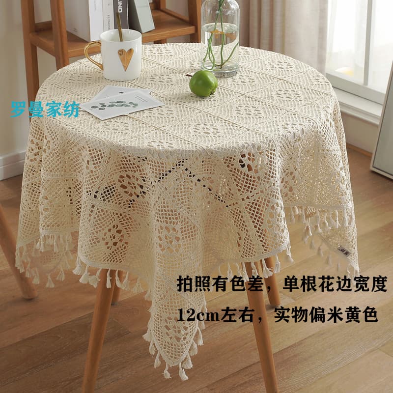 Classic American Hollow-Out Tablecloth, Japanese-Style Crochet Lace Tablecloth, Factory Stock, Fabric Decoration