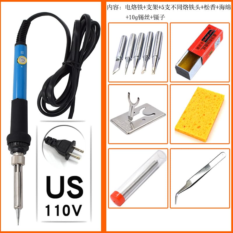 Cross-border 60W Direct Plug Adjustable Temperature Electric Soldering Iron Kit High Temperature Resistant Welding Tool Soldering Pen for Appliance Repair