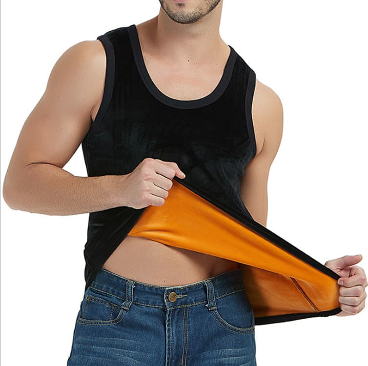 Autumn/Winter Men's Warm Vest Gold Fleece Sleeveless Underwear Slim Base Layer Fleece Lined Thick Double-Sided Men's Waistcoat